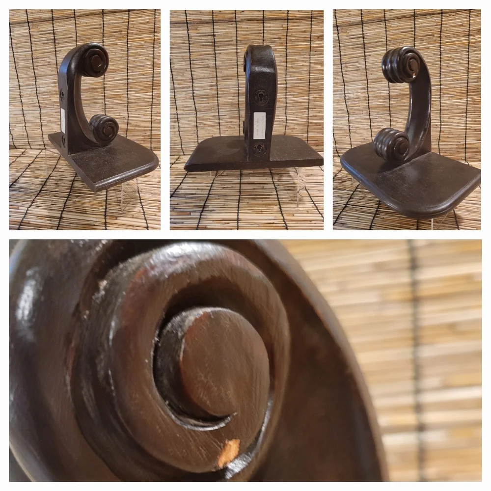 Late 20th Century Hand Carved India Wooden Fiddlehead Accent Shelf